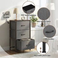 Artiss Set of 2 Chest of 3 Drawers Storage Dresser Tallboy Grey
