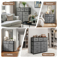 Artiss Chest of 9 Drawers Storage Dresser Tallboy Dark Grey