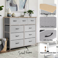Artiss Chest of 9 Drawers Storage Dresser Tallboy Light Grey