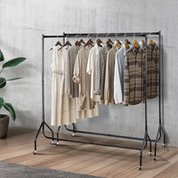 2X Clothes Rack Airer Coat Stand 6FT Rail Wheels