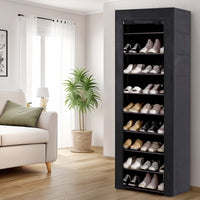 Shoe Rack Cabinet Removable Cover 10 tier Black