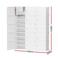 Shoe Rack Storage Cabinet DIY 15 Storage Cube Stackable White