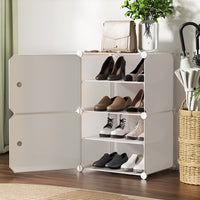 Shoe Rack DIY Set of 2 Storage Cube Stackable White