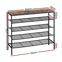 Artiss Shoe Rack 5-tier 25 Pairs Walnut Bob