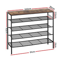 Shoe Rack 5-tier 25 Pairs Walnut Bob