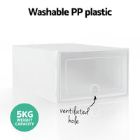 Shoe Box Set of 12 Storage Case Stackable Plastic Shoe Cabinet Cube White