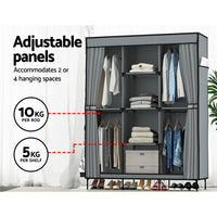 Large Portable Clothes Closet Wardrobe with Shelf Grey