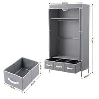 Artiss Large Portable Clothes Closet Wardrobe with Tiebacks Grey
