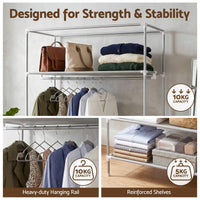 Artiss Large Portable Clothes Closet Wardrobe with Tiebacks Grey