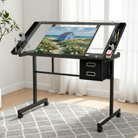 Artiss Drawing Desk Drafting Table Black