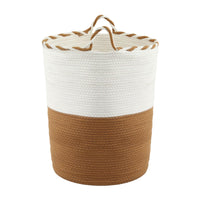Artiss Woven Laundry Basket with handles Foldable White & Brown