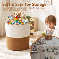Artiss Woven Laundry Basket with handles Foldable White & Brown