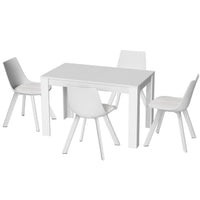 1 Artiss Dining Table and 4 Chairs Set Rectangle White