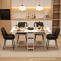 Artiss Dining Table and Chairs Set 5pcs Foldable Kitchen Furniture with 2 Drawers Black and White