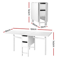 Artiss Dining Table and Chairs Set 5pcs Foldable with 2 Drawers Black and White