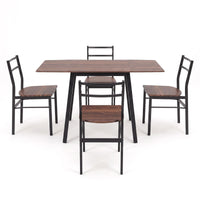 Artiss Dining Table and Chairs Set 5pcs with Extendable 60-120cm Drop-Leaf Table Brown