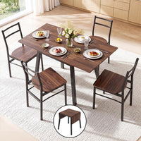 Artiss Dining Table and Chairs Set 5pcs with Extendable 60-120cm Drop-Leaf Table Brown