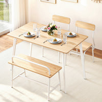 Artiss Dining Table and Chairs Set of 4 Bench Kitchen Furniture Natural and White