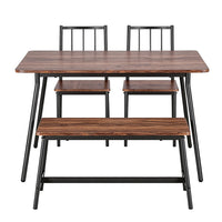 Artiss Dining Table and Chairs Set of 4 Bench Kitchen Furniture Rustic Brown- BH11-BR