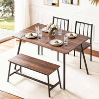 Artiss Dining Table and Chairs Set of 4 Bench Kitchen Furniture Rustic Brown- BH11-BR