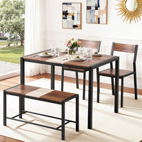 Artiss Dining Table and Chairs Set of 4 Bench Kitchen Furniture Rustic Brown- BH25-BR