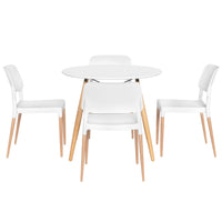 1 Artiss Dining Table and 4 Chairs Set Round White