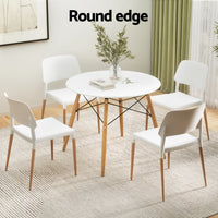 1 Artiss Dining Table and 4 Chairs Set Round White