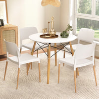 1 Artiss Dining Table and 4 Chairs Set Round White