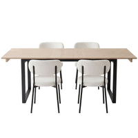 Artiss 200cm Extendable Dining Table Set with 4x Dining Chairs Sherpa White
