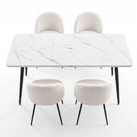 1 Artiss Dining Table and 4 Chairs Set White Marble Style
