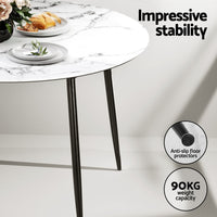 1 Dining Table and 4 Chairs Set Marble Black