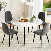 1 Dining Table and 4 Chairs Set Marble Grey