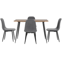 1 Artiss Dining Table and 4 Chairs Set Grey Metal