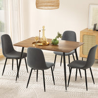 1 Artiss Dining Table and 4 Chairs Set Grey Metal