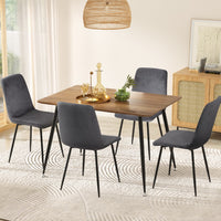 1 Artiss Dining Table and 4 Chairs Set Grey Velvet