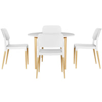 1 Dining Table and 4 Chairs Set White Wood