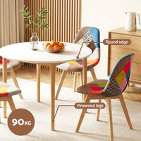 1 Artiss Dining Table and 4 Fabric Eiffel Chairs Set White