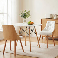 Artiss Dining Table and Chairs Set 3PCS 90cm 2 Seater Round Dining Set for Kitchen, Apartment, Dining Room White