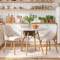 Artiss Dining Table and Chairs Set 3PCS 90cm 2 Seater Round Dining Set for Kitchen, Apartment, Dining Room White