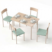 Artiss Dining Table and Chairs Set of 5 Compact Kitchen Furniture Natural Light Green