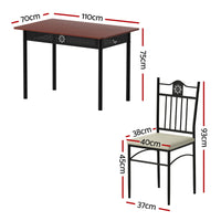 Artiss Dining Table and Chairs Set of 5 Compact Kitchen Furniture Upholstered