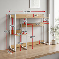 Artist Desk Organizer 2-Tier Desk Shelf 24cm Depth for Unblocked Monitor View Asymmetrical Desk Hutch Dorm for WFH & Gaming Heavy-Duty