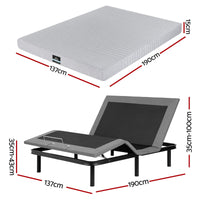 Artiss Double Bed Frame and Giselle Bedding Double Memory Foam Mattress Set, Electric Bed Base with Zero Gravity & 7 Zone Cooling Comfort for Back Pain Relief, Black & Grey,15cm Thickness