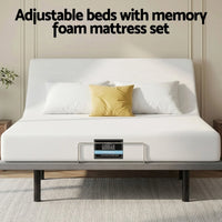 Artiss King size bed frame & Giselle Bedding King Mattress Combo, adjustable bed Base for Snoring Relief, Independent Head Foot Incline, Wireless Remote, Black,20cm Thickness