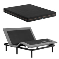 Artiss King size bed frame with Giselle Bedding King Mattress, adjustable bed Base Combo for Snoring Relief, Independent Head Foot Incline, Wireless Remote, Black,18cm Thickness