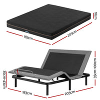 Artiss King size bed frame with Giselle Bedding King Mattress, adjustable bed Base Combo for Snoring Relief, Independent Head Foot Incline, Wireless Remote, Black,18cm Thickness
