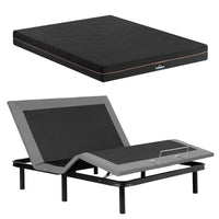 Artiss Queen size bed frame with Giselle Bedding Queen Mattress, adjustable bed Base Combo for Snoring Relief, Independent Head Foot Incline, Wireless Remote, Black,18cm Thickness