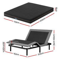 Artiss Queen size bed frame with Giselle Bedding Queen Mattress, adjustable bed Base Combo for Snoring Relief, Independent Head Foot Incline, Wireless Remote, Black,18cm Thickness