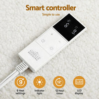 Giselle Electric Blanket LED Remote Sherpa Fleece Underlay Fully Fitted Machine Washable King Single