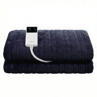 Giselle Electric Throw Rug Double Size 200x180cm Coral Fleece Heated Blanket Charcoal